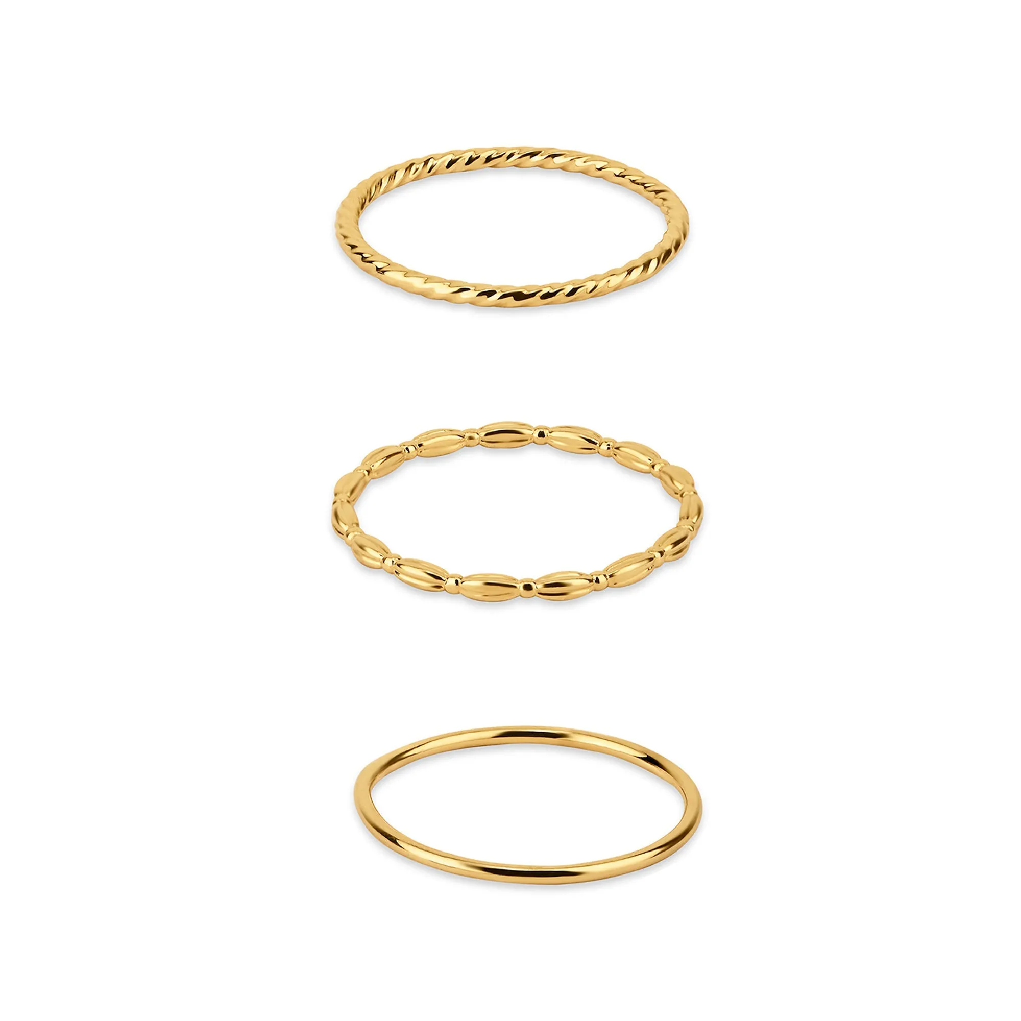 Accessorize London Women 14k Gold-Plated Delicate Rings Set of 3-Large