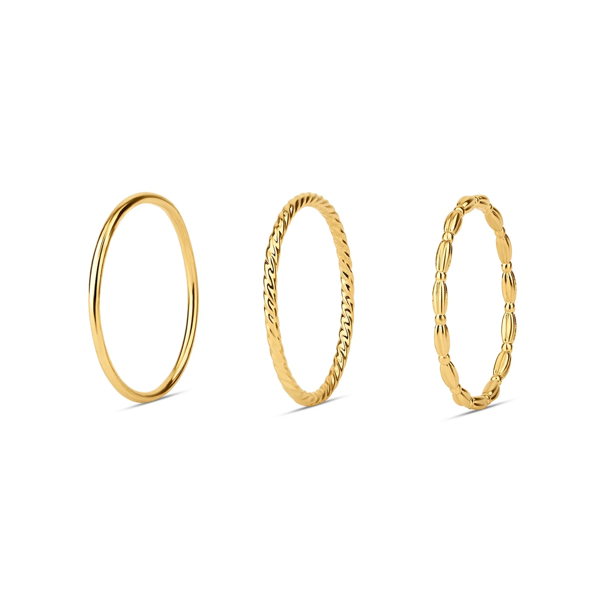 Accessorize London Women 14k Gold-Plated Delicate Rings Set of 3-Large