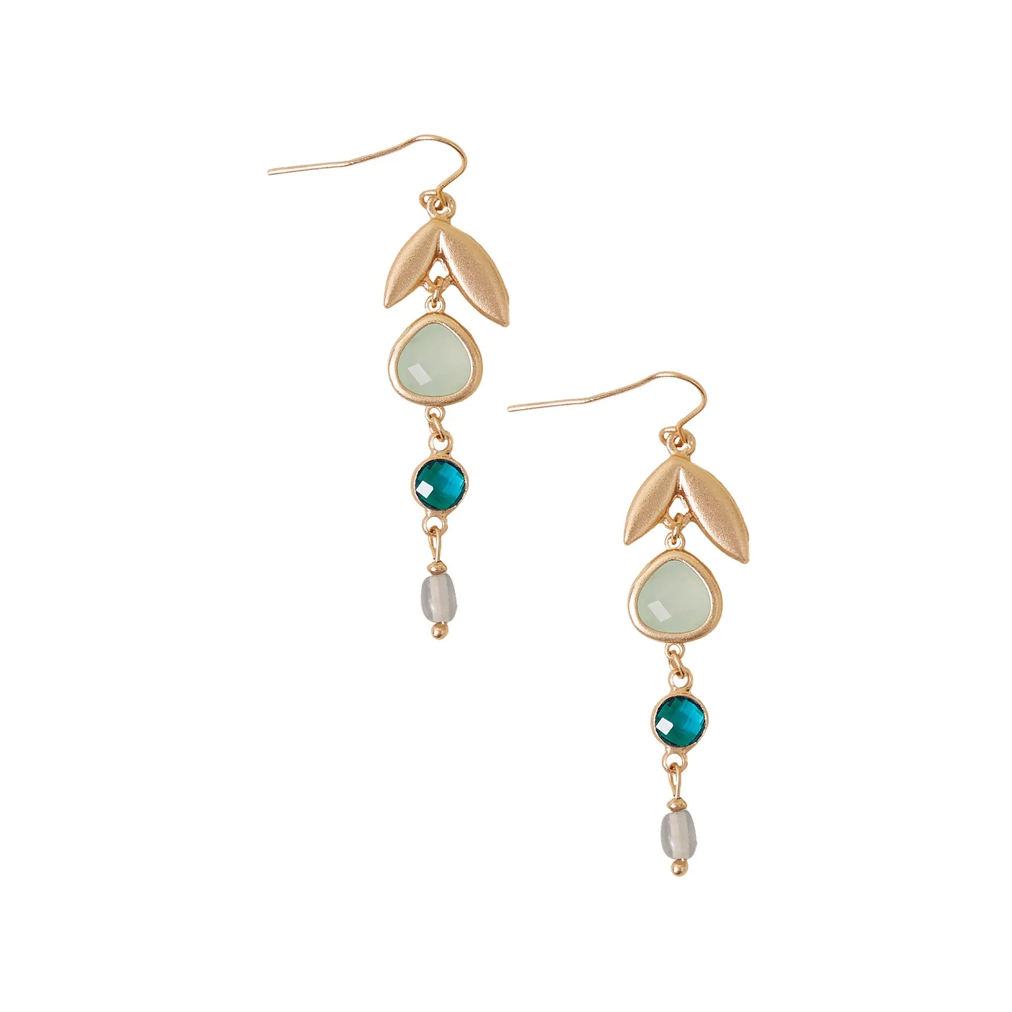 Accessorize London Women Gold Leaf Drop Earrings