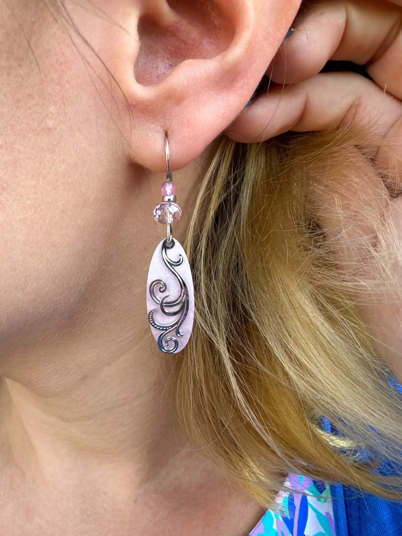 Adajio Pale Pink Spiral Earrings