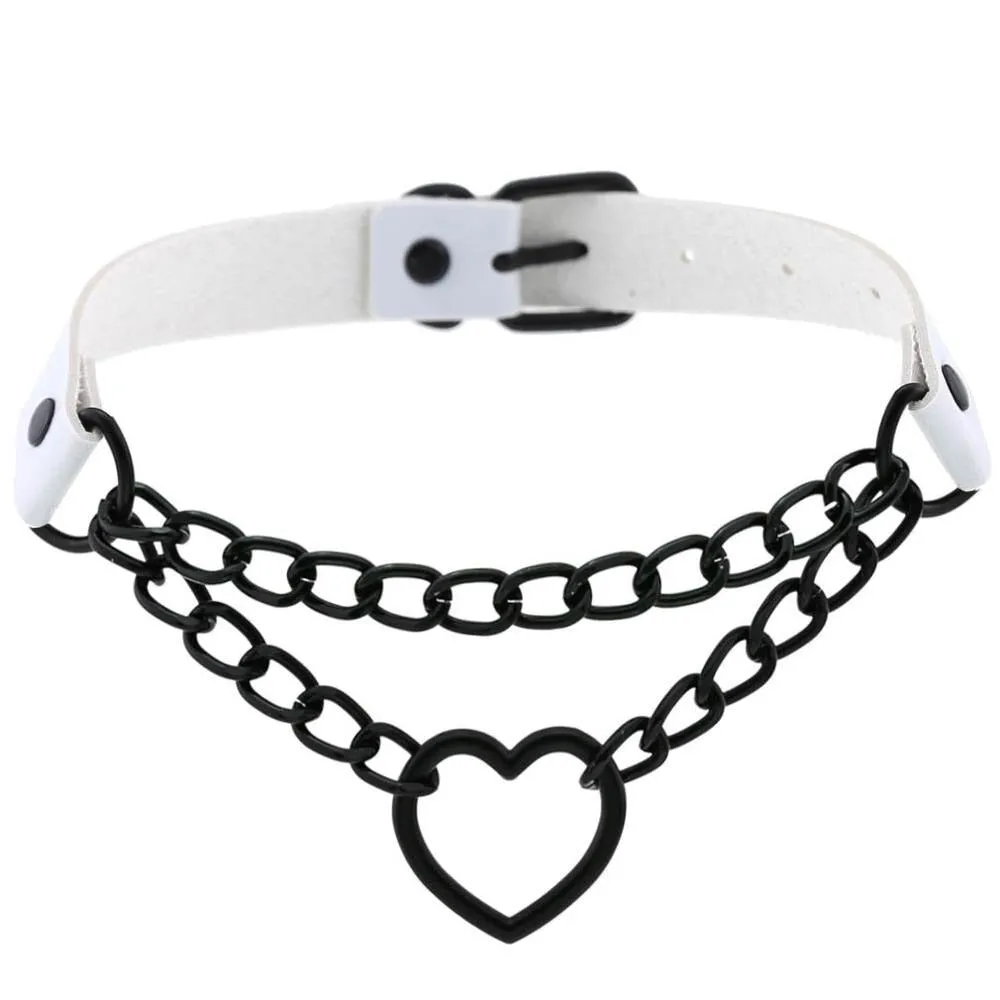 All Black Heart Chain Choker for Girls / Female Collar Choker / Women's Accessories for Halloween