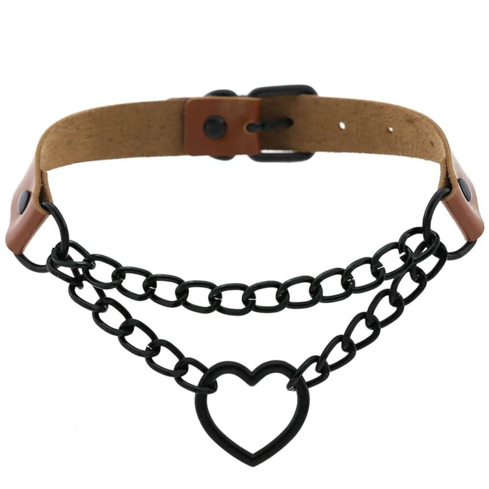 All Black Heart Chain Choker for Girls / Female Collar Choker / Women's Accessories for Halloween