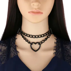 All Black Heart Chain Choker for Girls / Female Collar Choker / Women's Accessories for Halloween