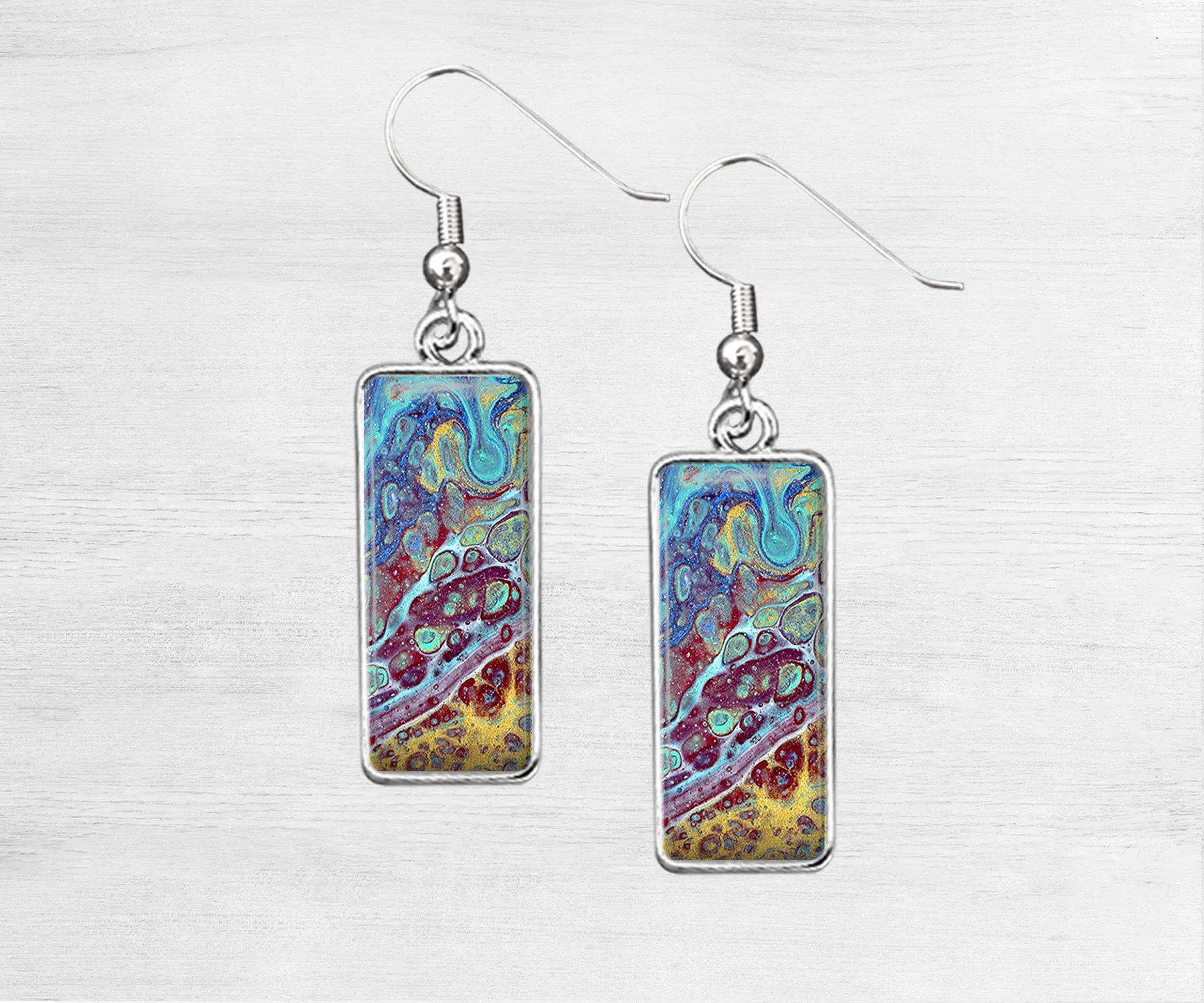 Amber Waves Rectangle Earrings | Handmade Beach Earrings