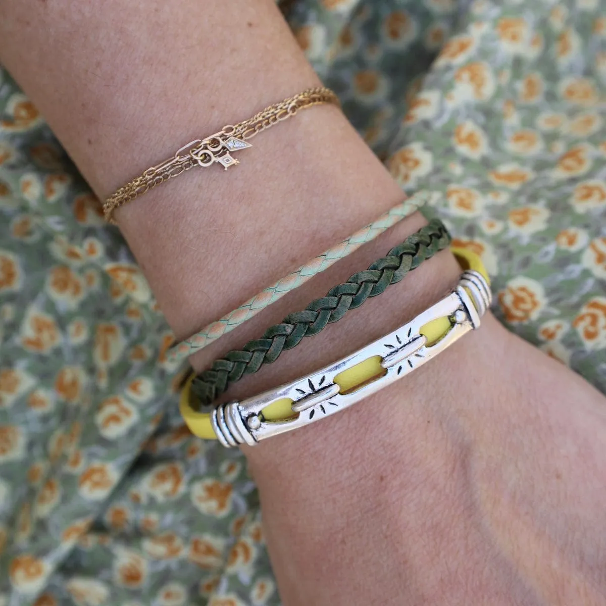 Antique Silver Yellow Bracelet