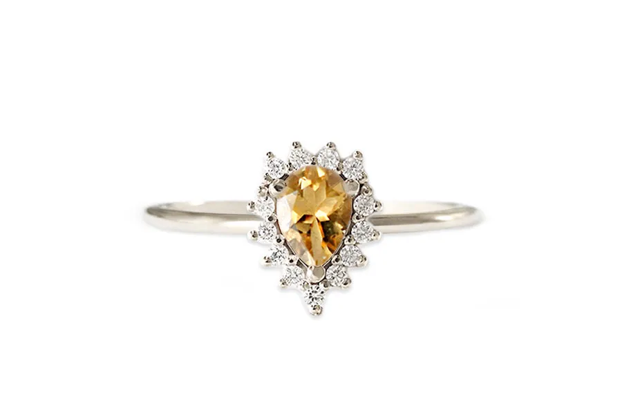 Aura Halo Pear Citrine Ring