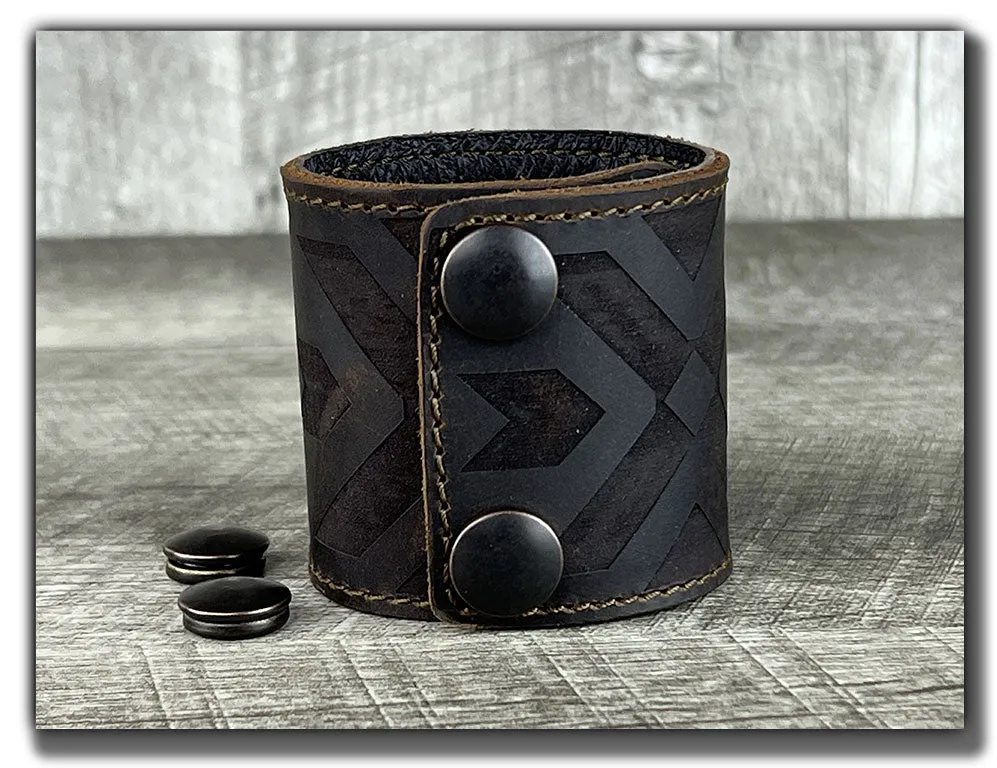 Aztec - Whiskey Brown Leather Cuff