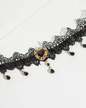 Black Lace Heart Choker Necklace