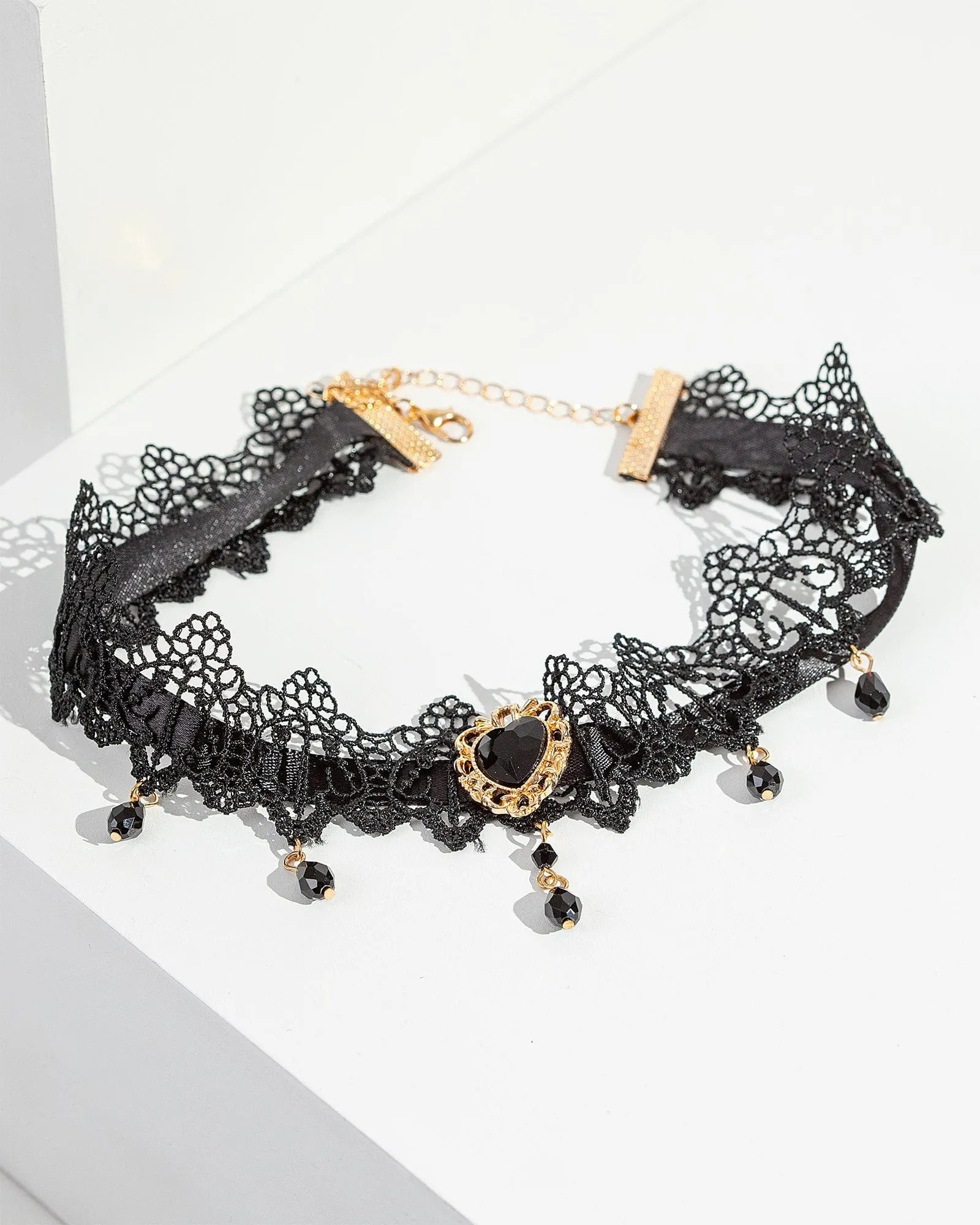 Black Lace Heart Choker Necklace