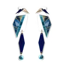 Bobbi Frances : Abstract Heron Statement Dangle Earrings