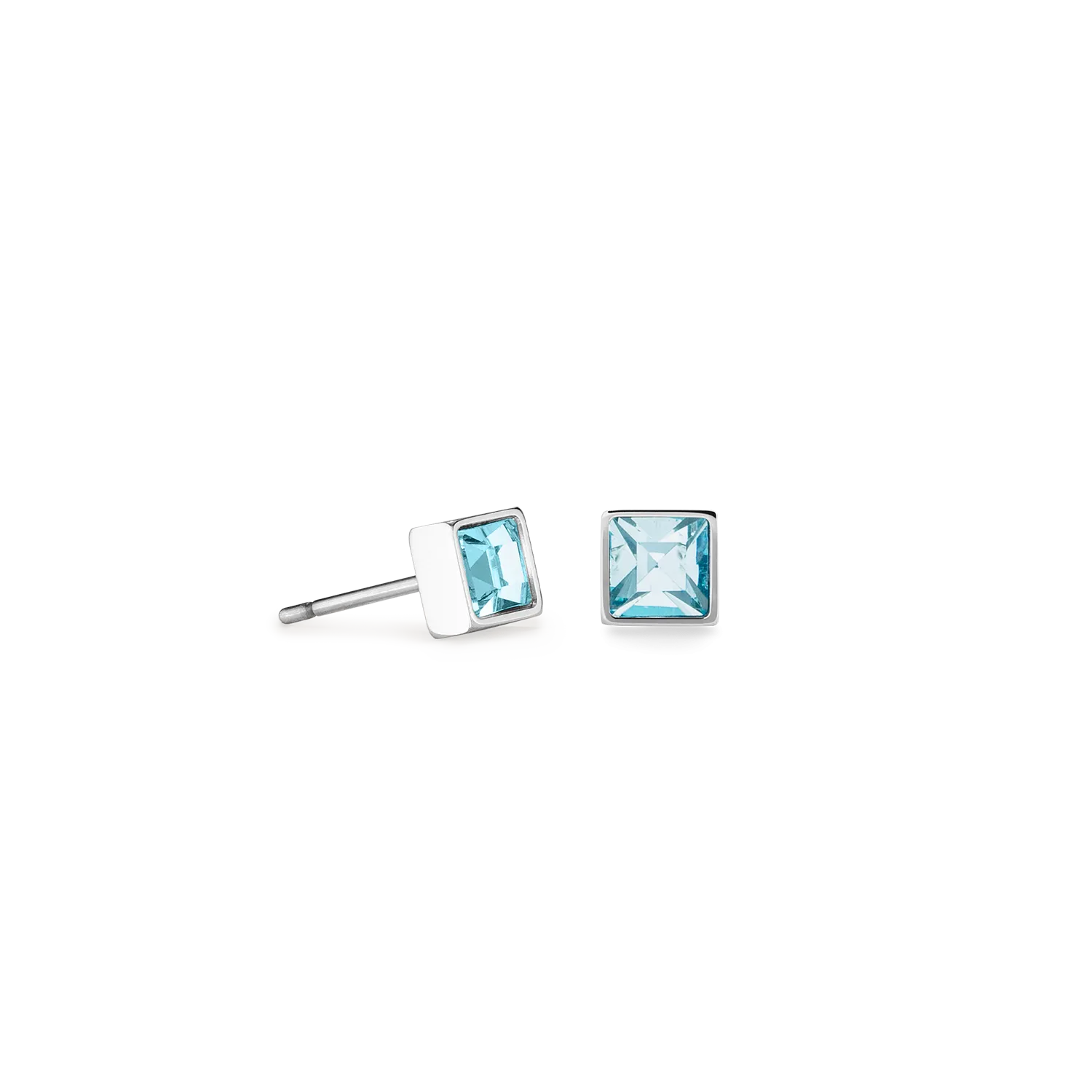 Brilliant Square small earrings silver aqua