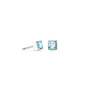 Brilliant Square small earrings silver aqua