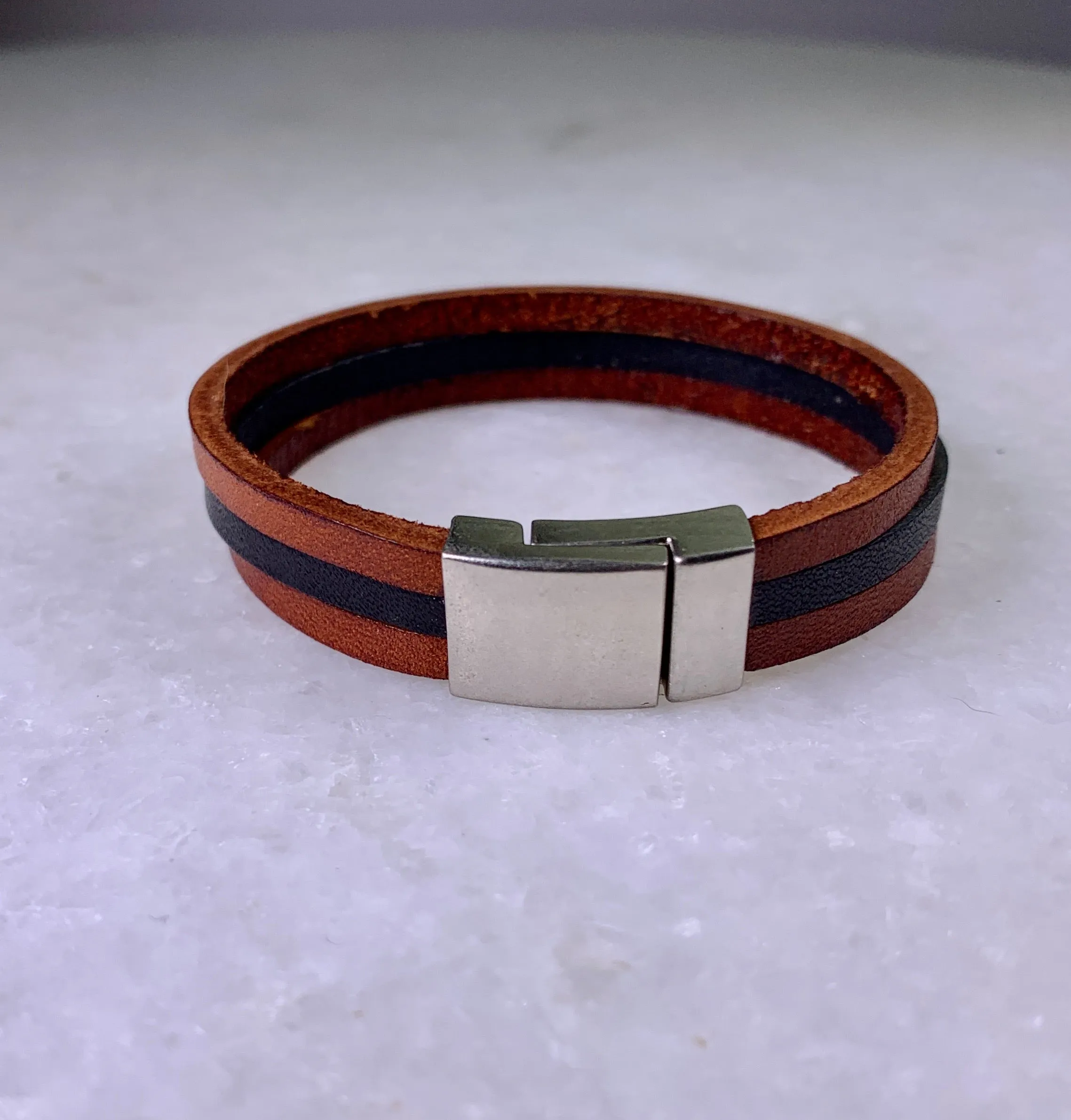 Brown & Black Leather Bracelet