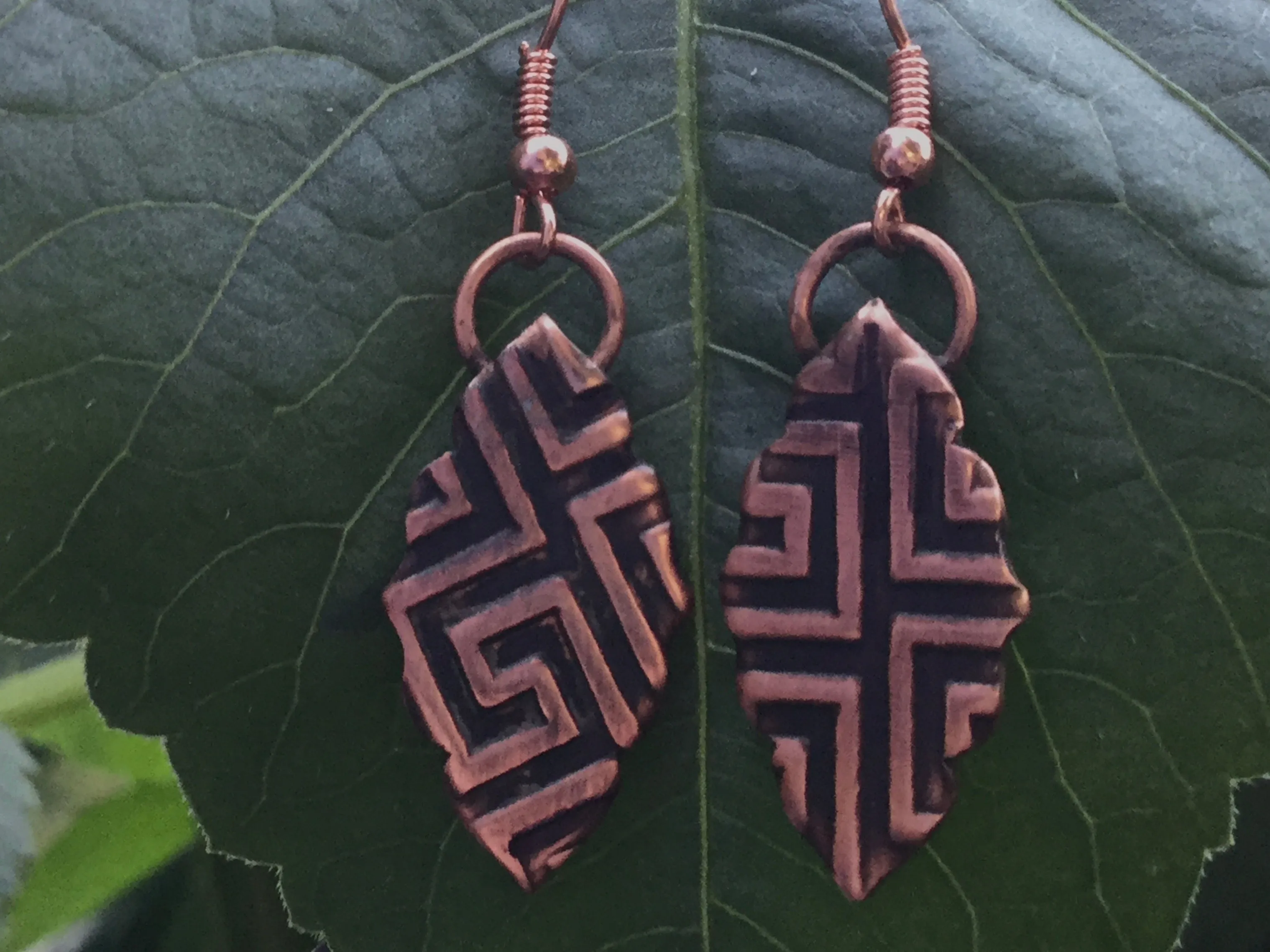 Copper Earrings Leaf