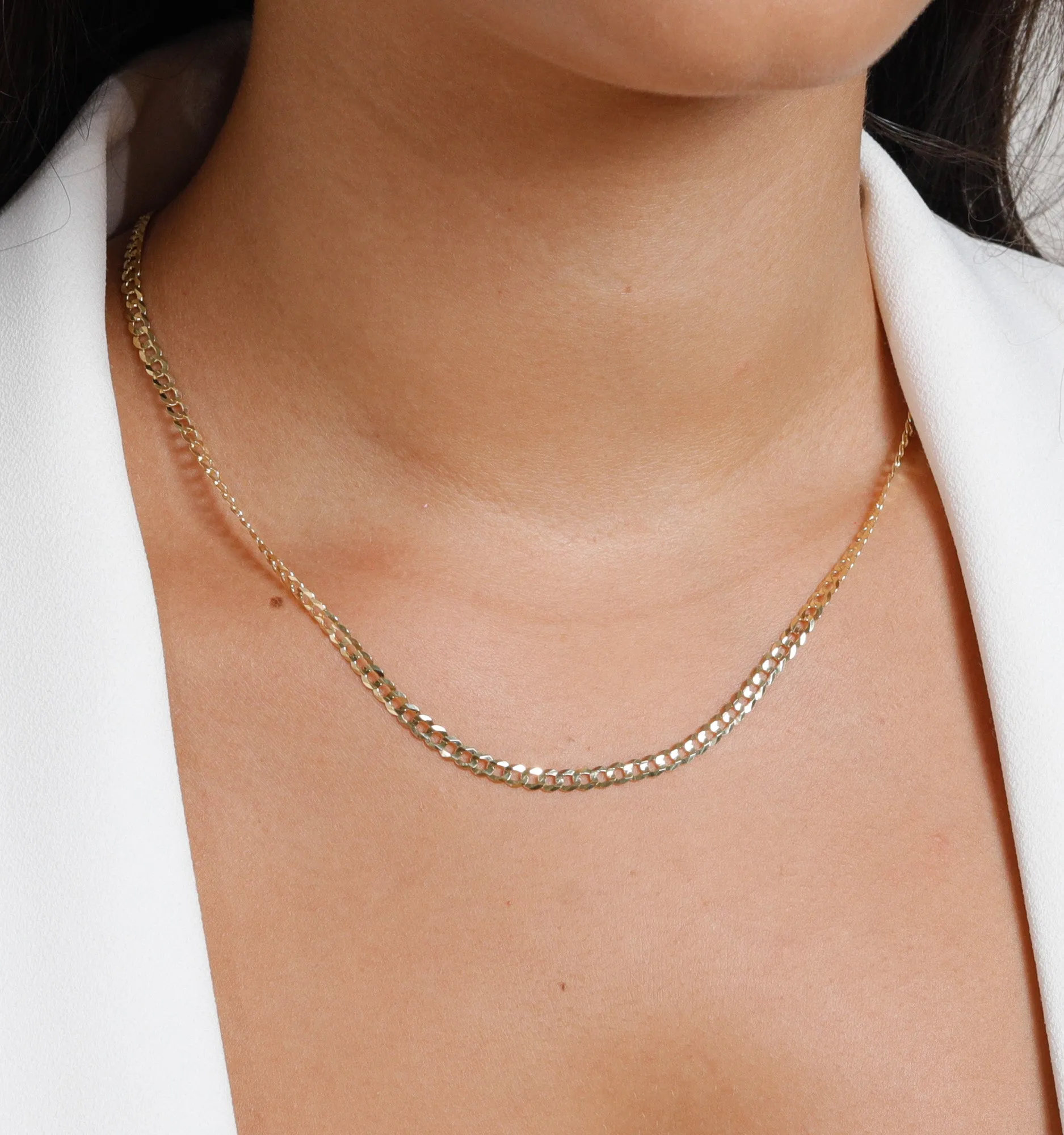 Cuban Chain Necklace In 14K Solid Gold