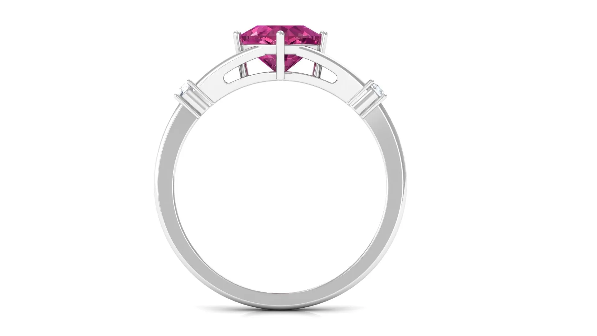 Cushion Cut Pink Tourmaline Solitaire Ring with Diamond