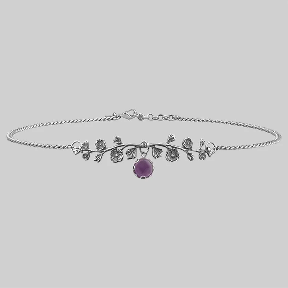 DARK BLOOM. Amethyst Choker - Silver