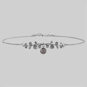 DARK BLOOM. Black Mother of Pearl Choker - Silver