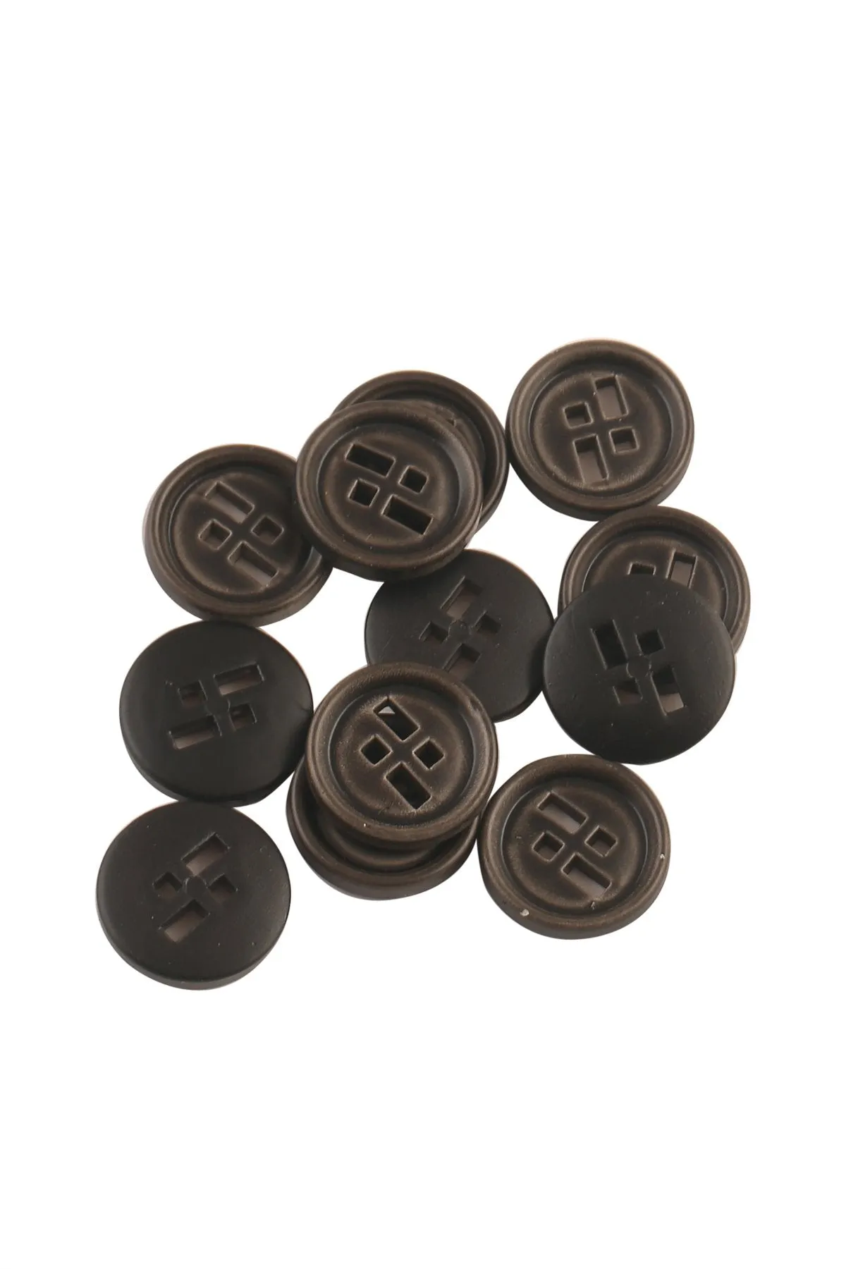 Dark Brown Shaded Round Shape 4-Hole ABS Button