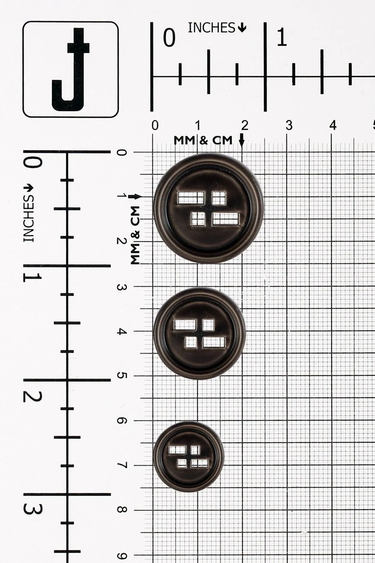 Dark Brown Shaded Round Shape 4-Hole ABS Button