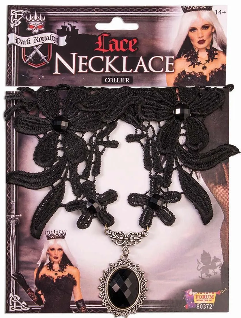 Dark Royalty Black Lace Adult Costume Necklace