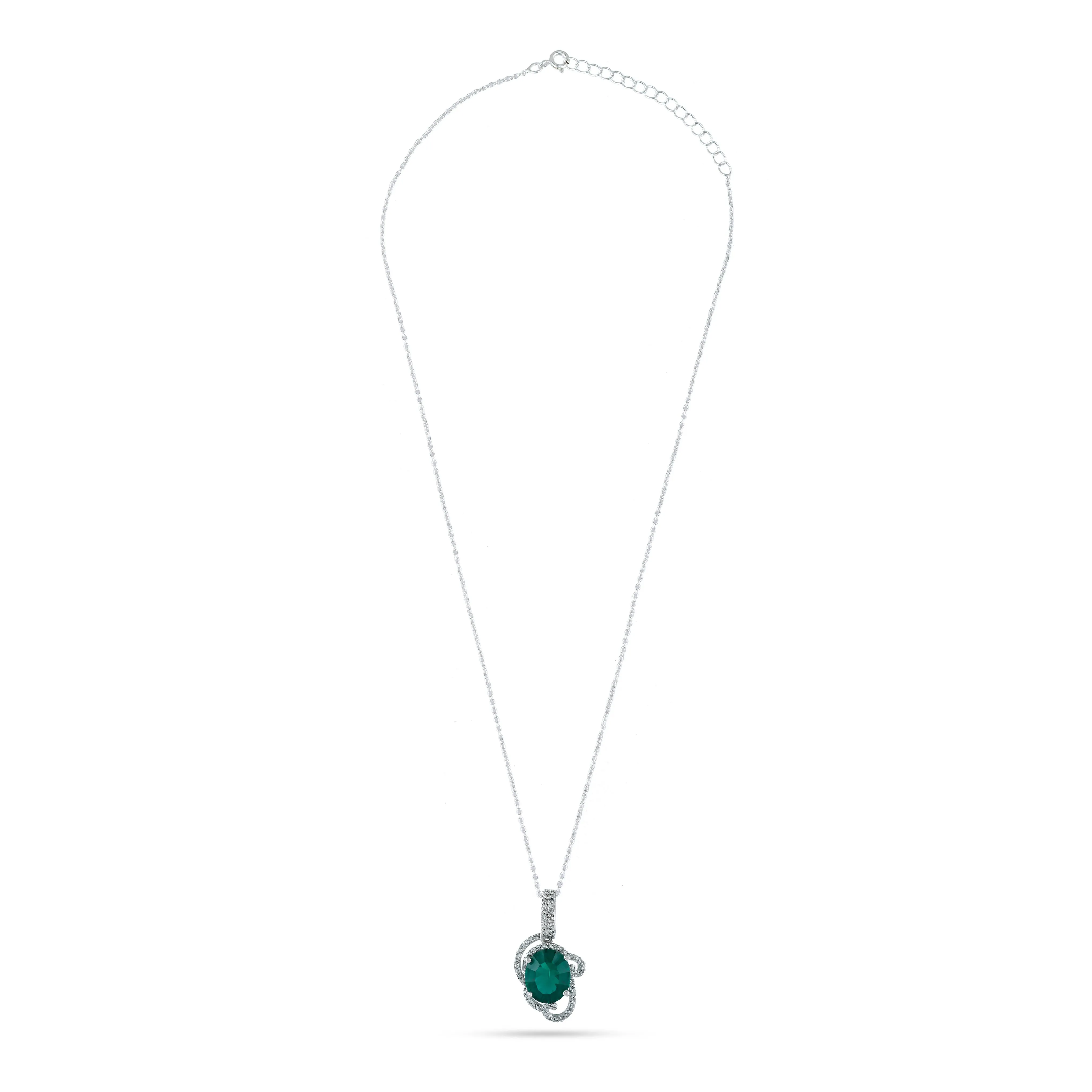 Dazzling Green Cz Silver Pendant - From Purl