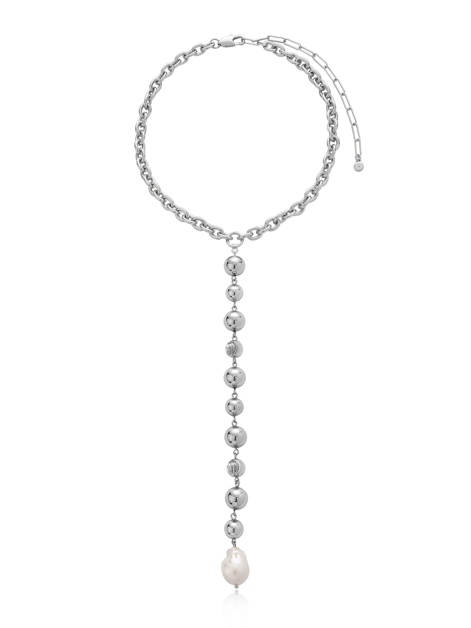 Deep Drop Pearl Lariat Necklace