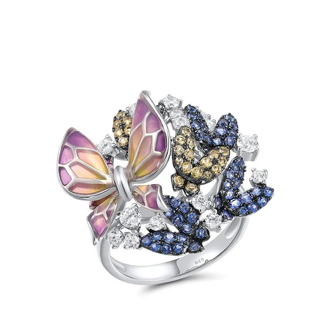 Delicate Created Diamond Butterfly Ring