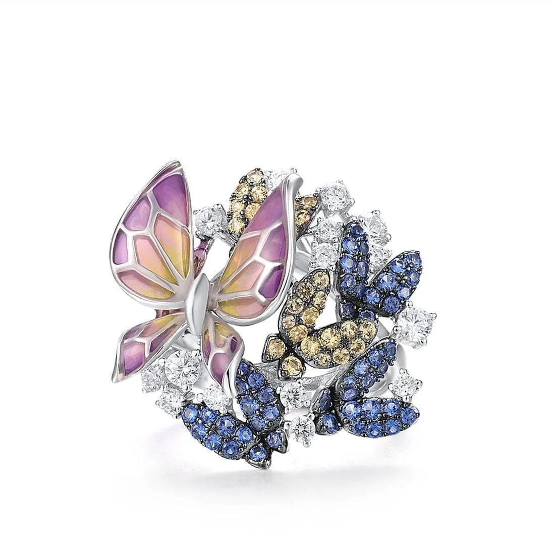 Delicate Created Diamond Butterfly Ring