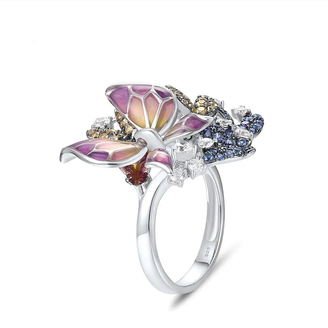 Delicate Created Diamond Butterfly Ring