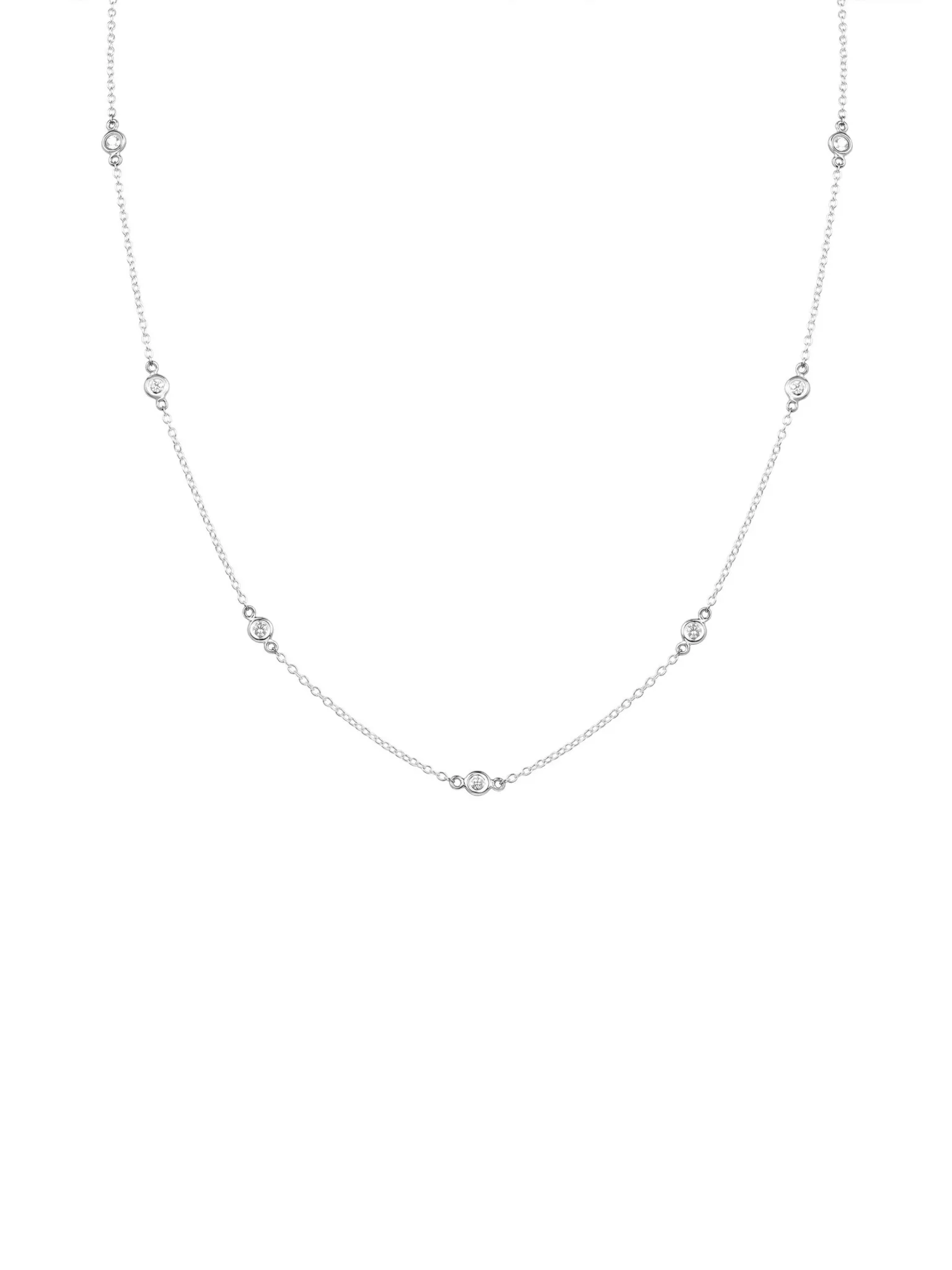 Diamond Bezel 7 Station Necklace 14K