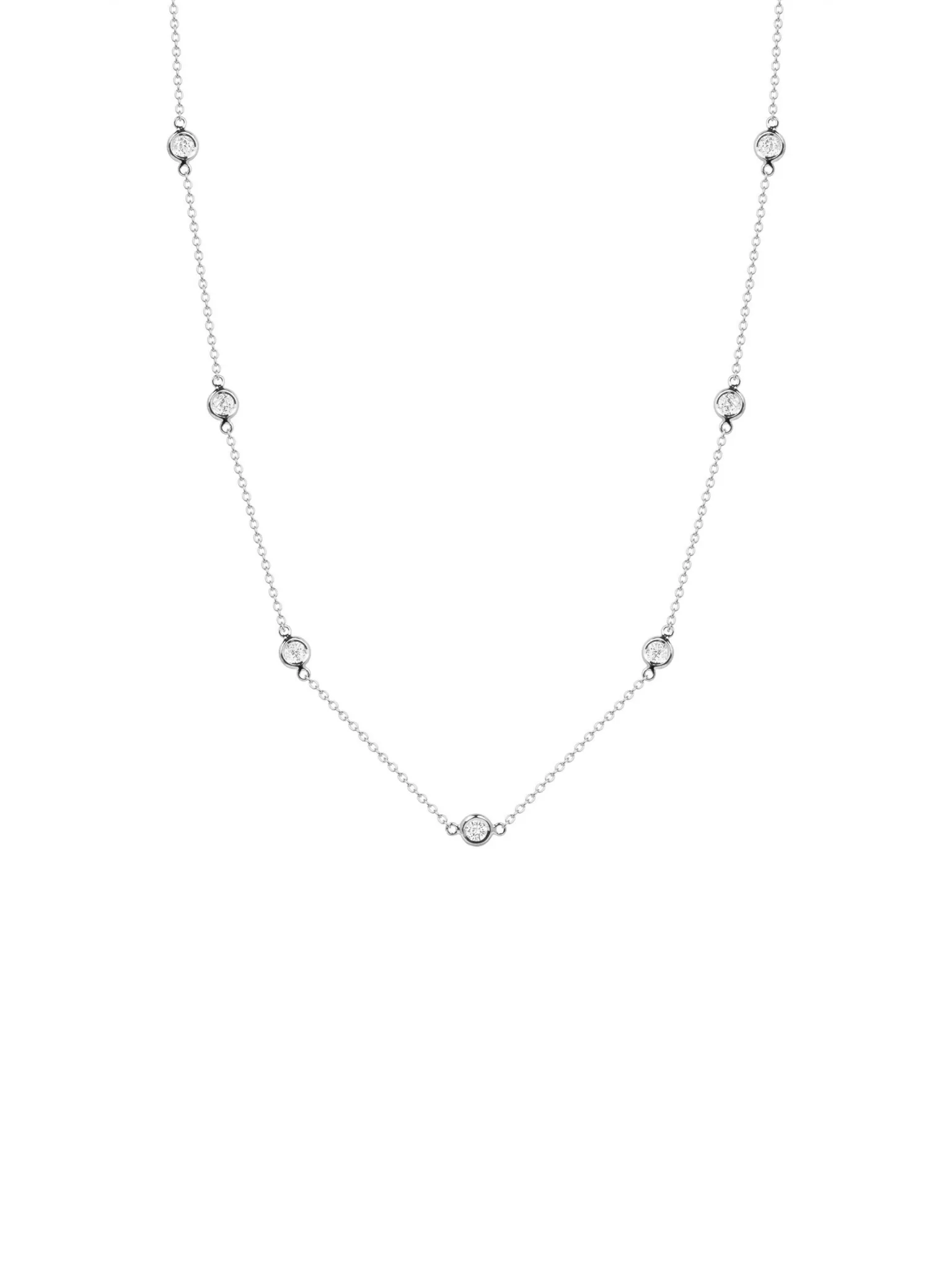 Diamond Bezel 7 Station Necklace 14K