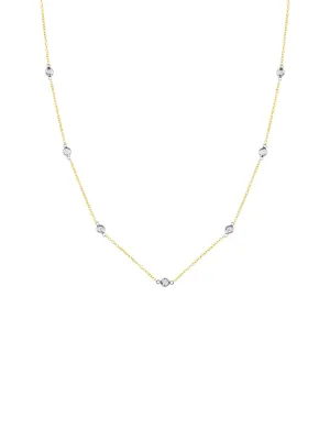 Diamond Bezel 7 Station Necklace 14K