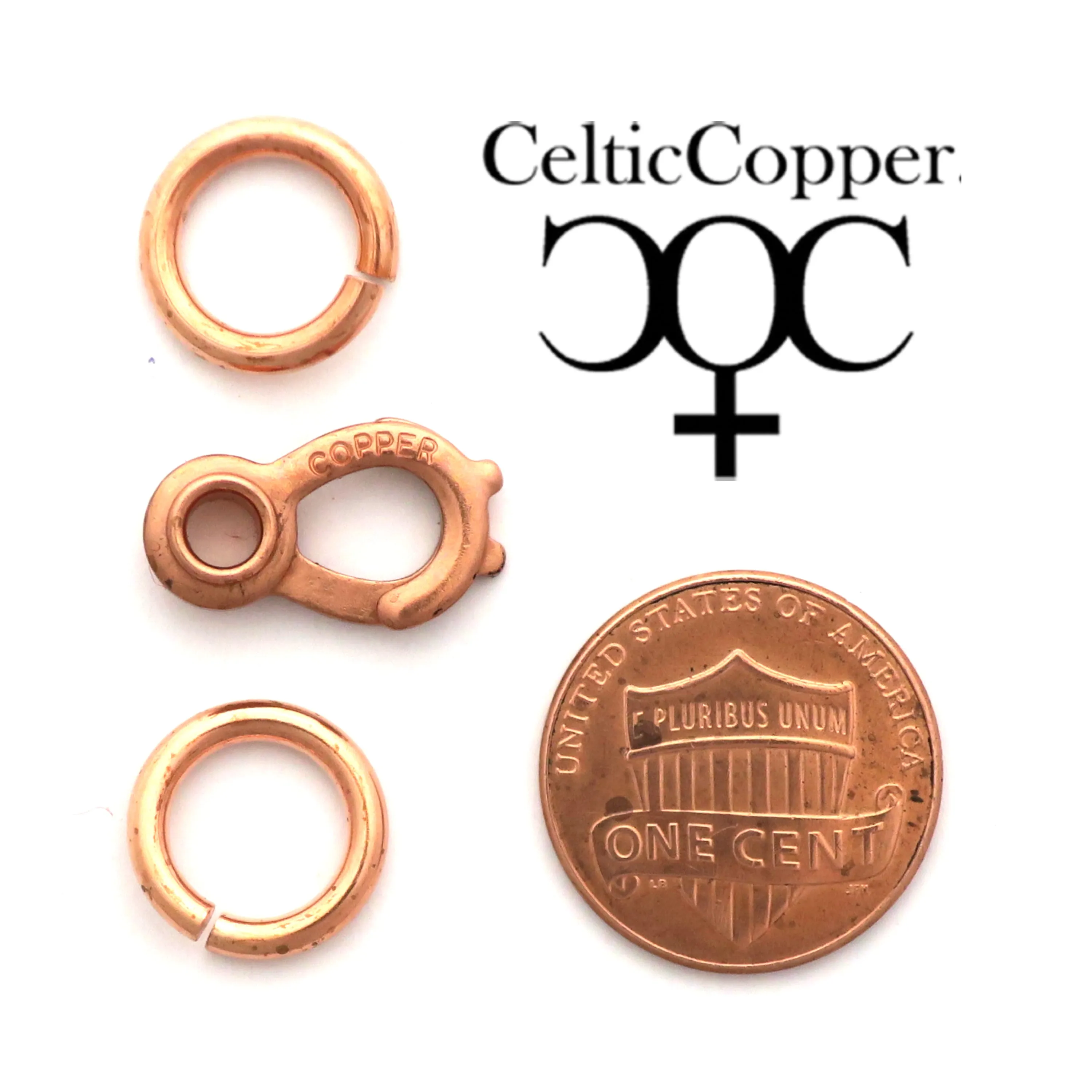 DIY Copper Jewelry Chain Making Kit / 36” Bulk 10mm Solid Copper Curb Chain with Rings and Clasps