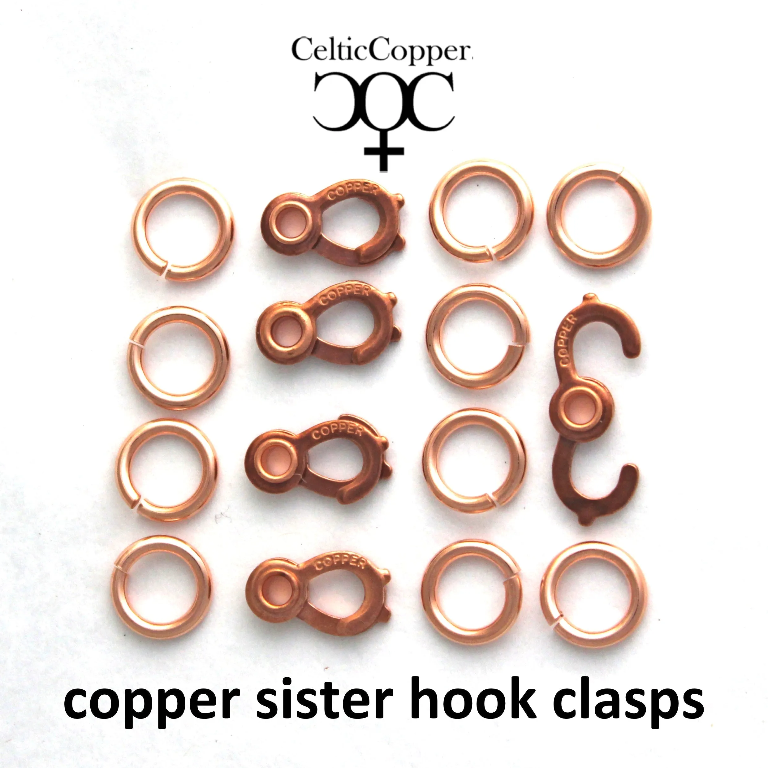 DIY Copper Jewelry Chain Making Kit / 36” Bulk 10mm Solid Copper Curb Chain with Rings and Clasps