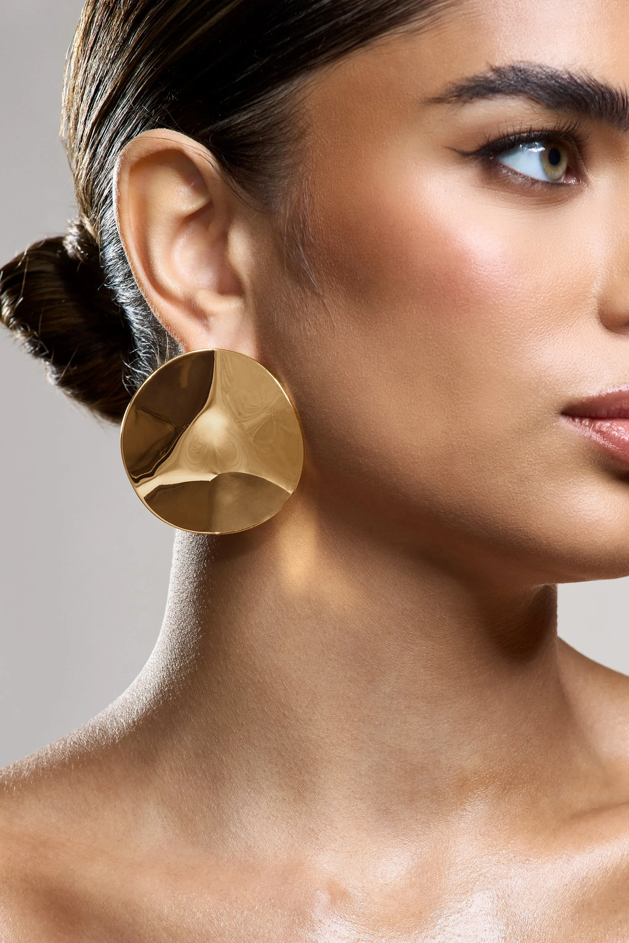 Dome | Gold Statement Disc Earrings