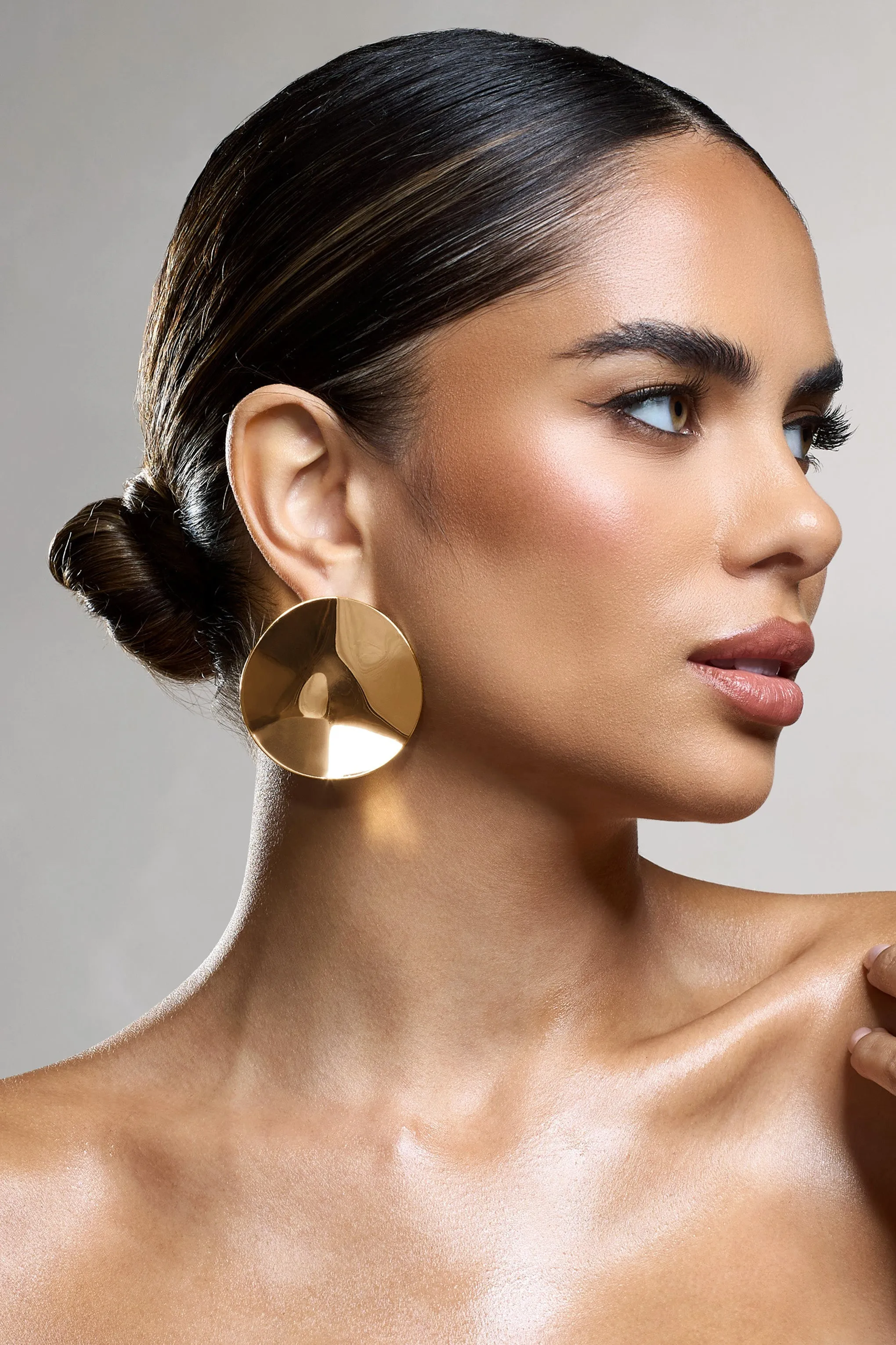 Dome | Gold Statement Disc Earrings