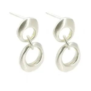 Double Circle Silver Earring