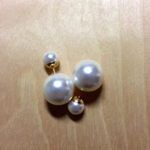 Double-Sided Pearl Earrings Sterling Silver Post