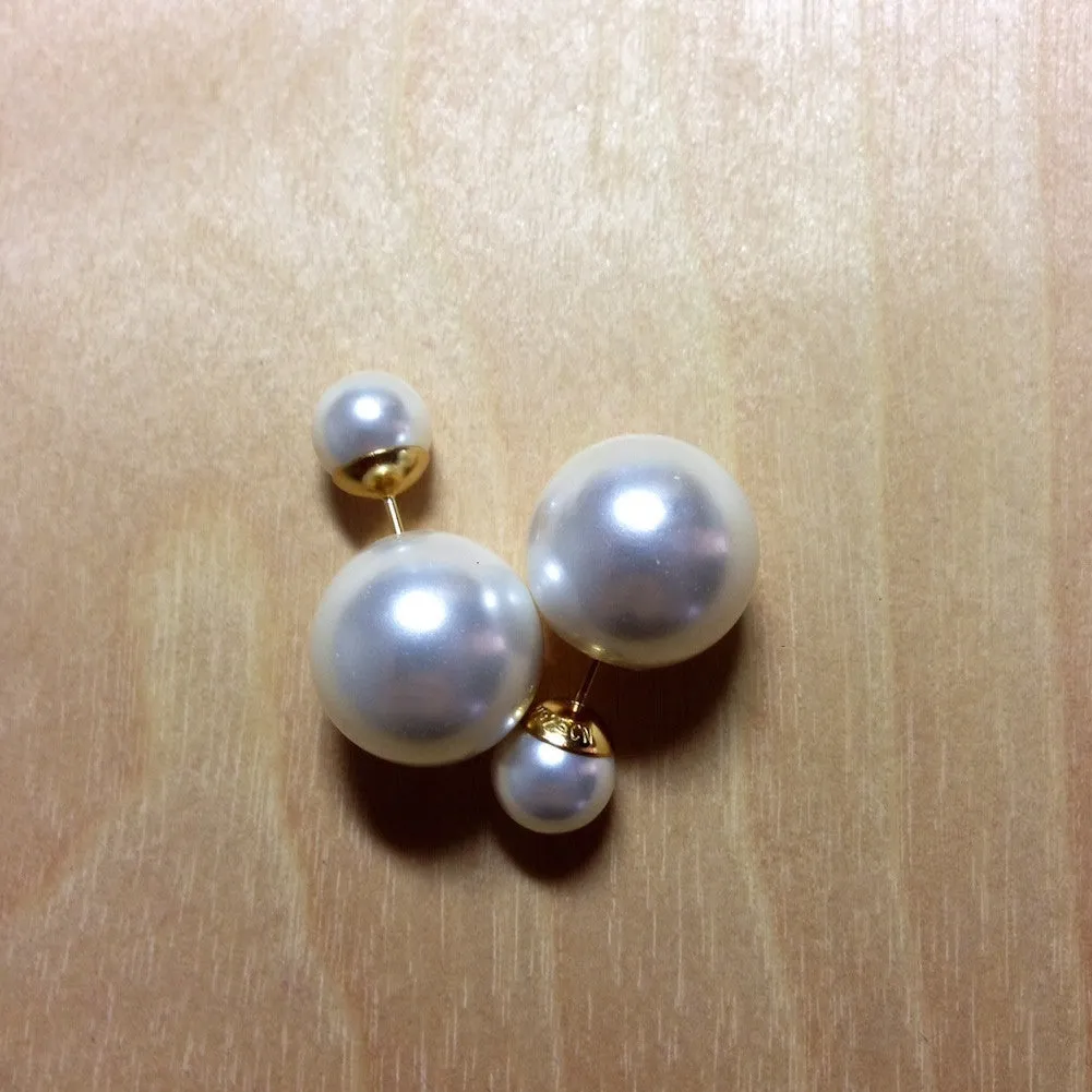 Double-Sided Pearl Earrings Sterling Silver Post