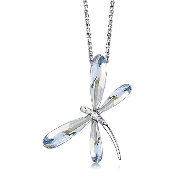 Dragonfly Pendant Necklaces with Crystals