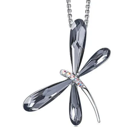 Dragonfly Pendant Necklaces with Crystals