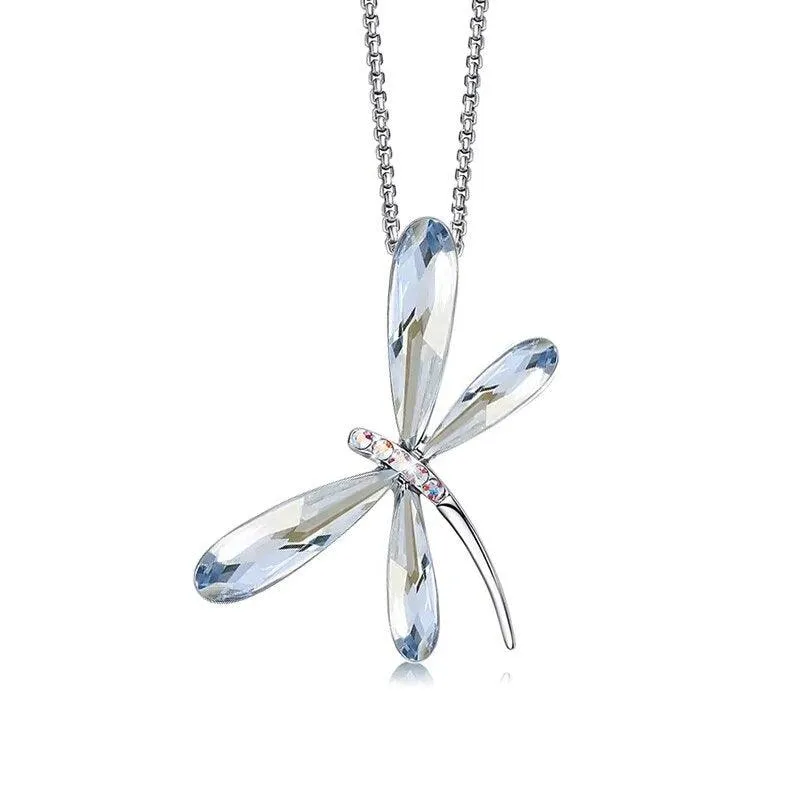 Dragonfly Pendant Necklaces with Crystals