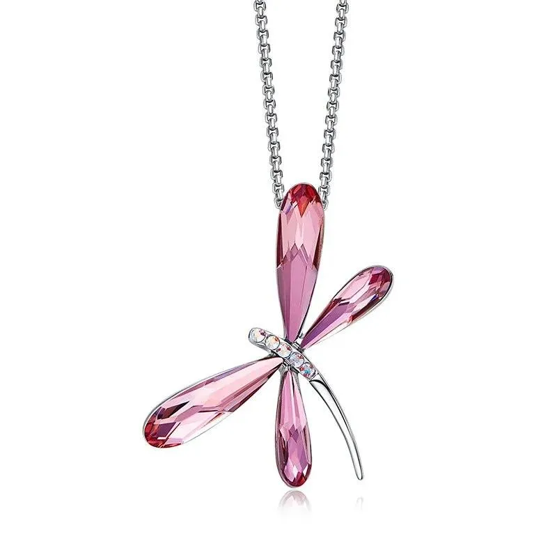 Dragonfly Pendant Necklaces with Crystals