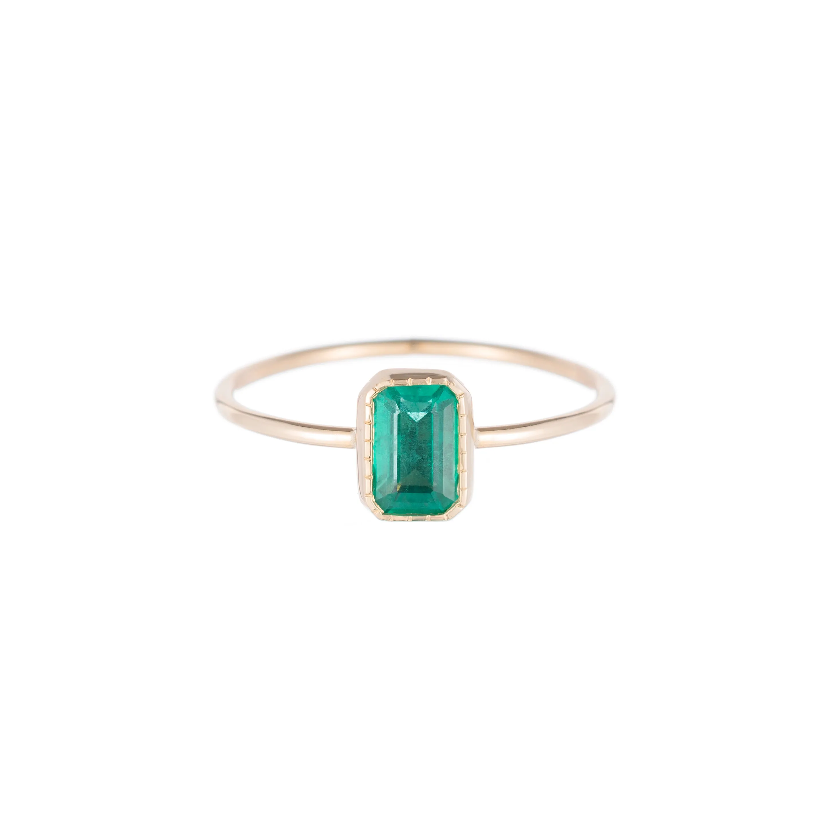 Emerald Cut Emerald Wisp Ring