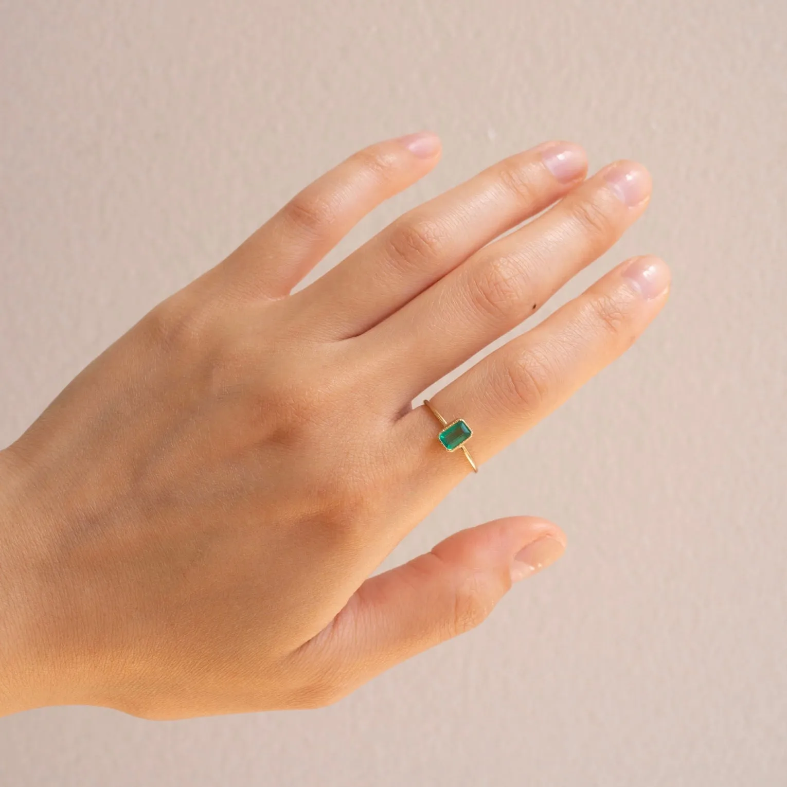 Emerald Cut Emerald Wisp Ring