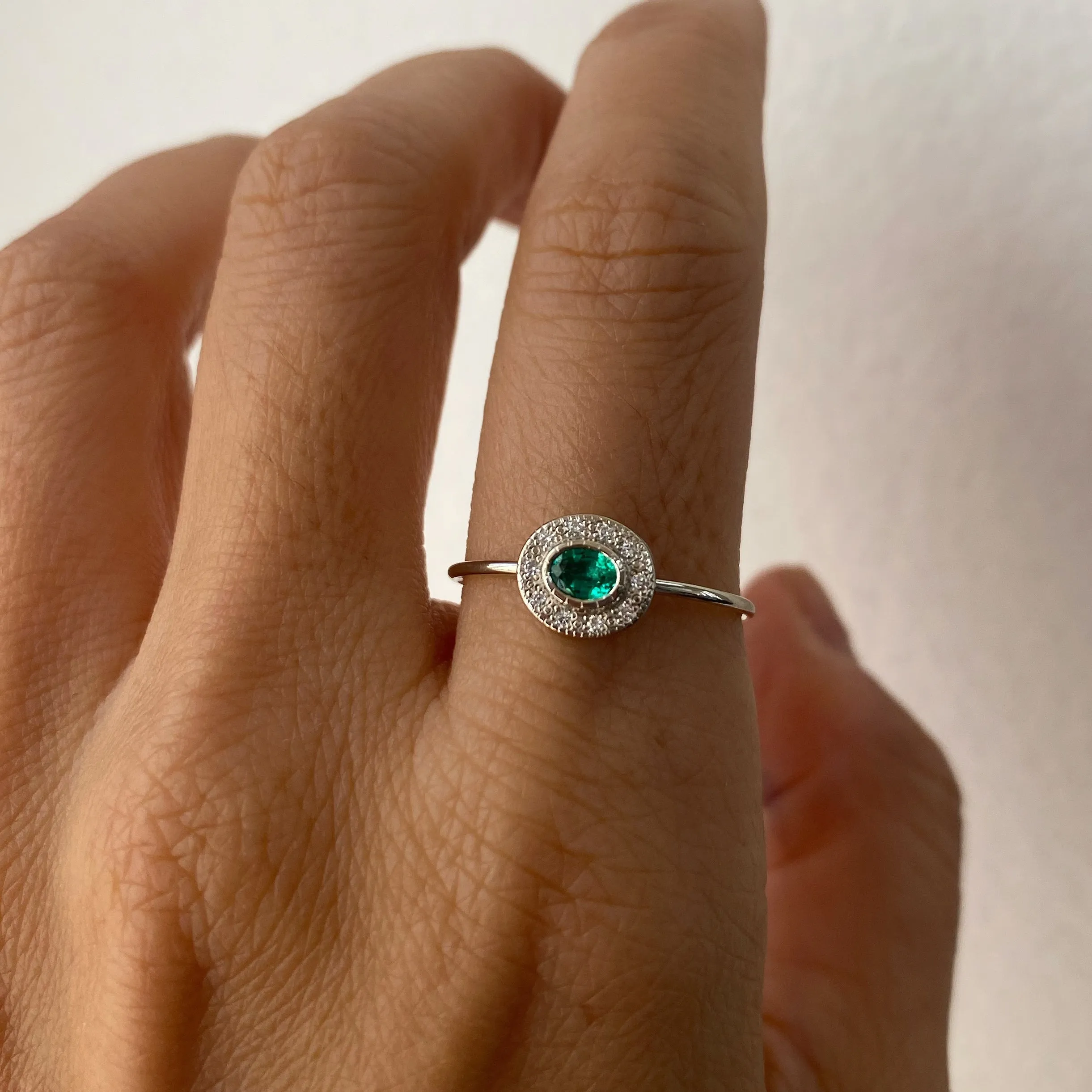 Emerald Halo Ring