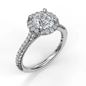 Fana Delicate Round Halo And Pave Band Engagement Ring 3789