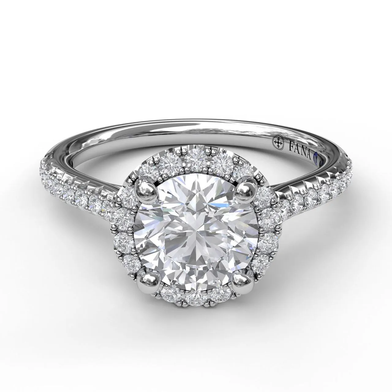 Fana Delicate Round Halo And Pave Band Engagement Ring 3789