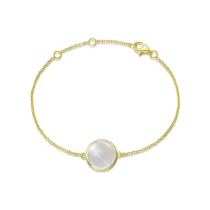 FANCIME Genuine Mother of Pearl 14K Solid Yellow Gold Bracelet